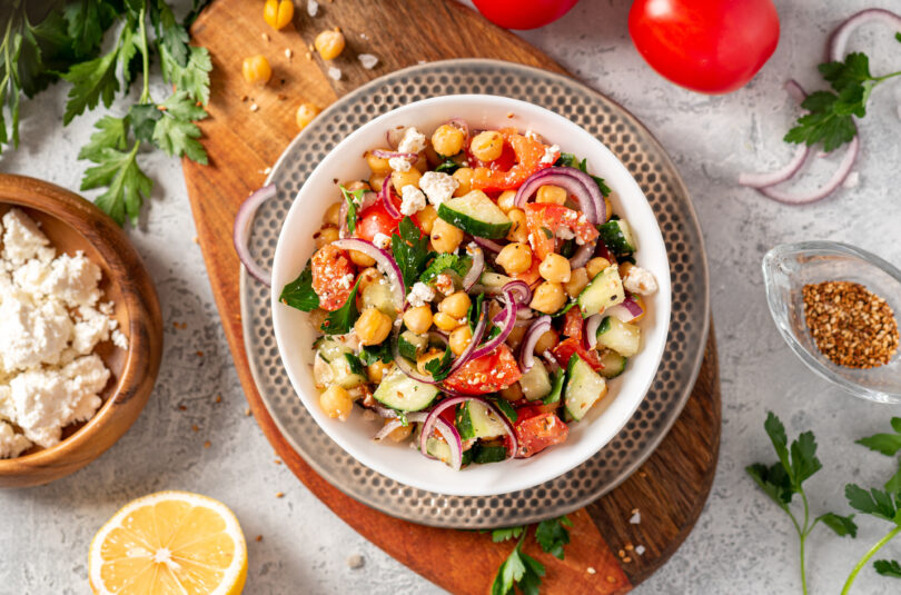 Mediterranean Chickpea Salad with Lemon Parsley Vinaigrette  